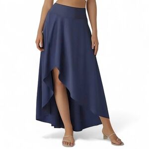 Halara Blue Maxi Skirt + Built In Shorts High Waist Stretchy Flowy High Low XL